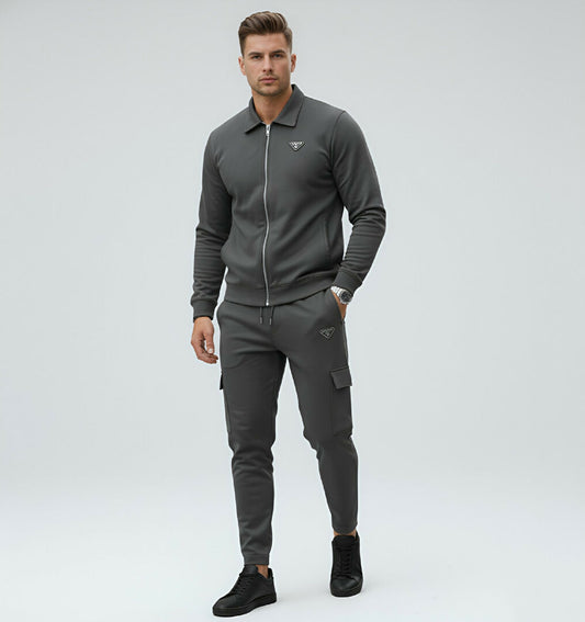Mens Premium Suede Scuba 4 Pocket Cargo Tracksuit 320 GSM