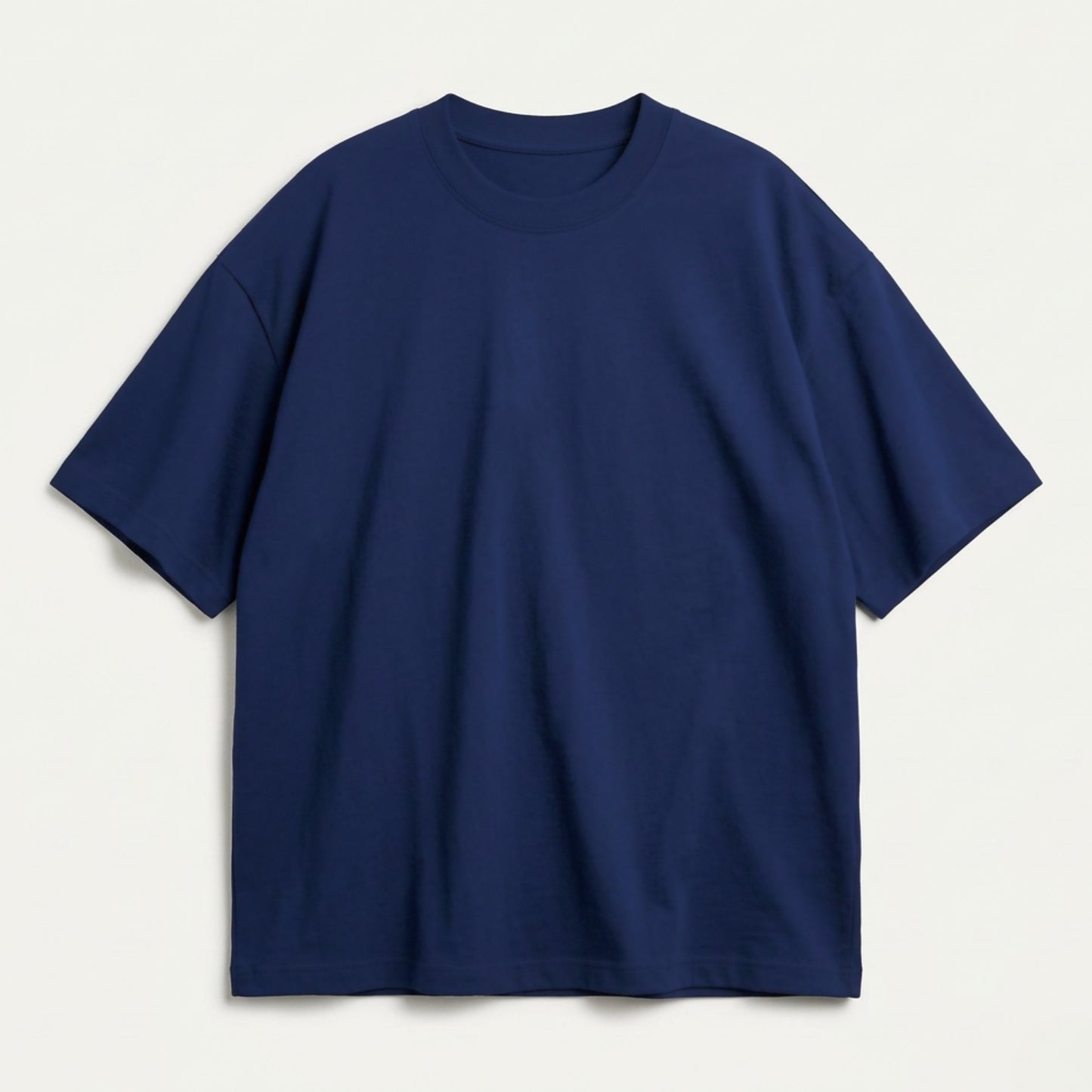 Drop Shoulder Basic Short Sleeves Tees | Plain Navy Blue