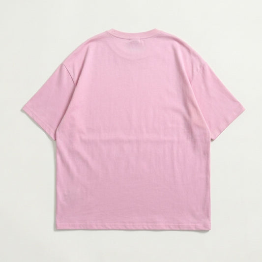 Drop Shoulder Basic Short Sleeves Tees | Plain Pink