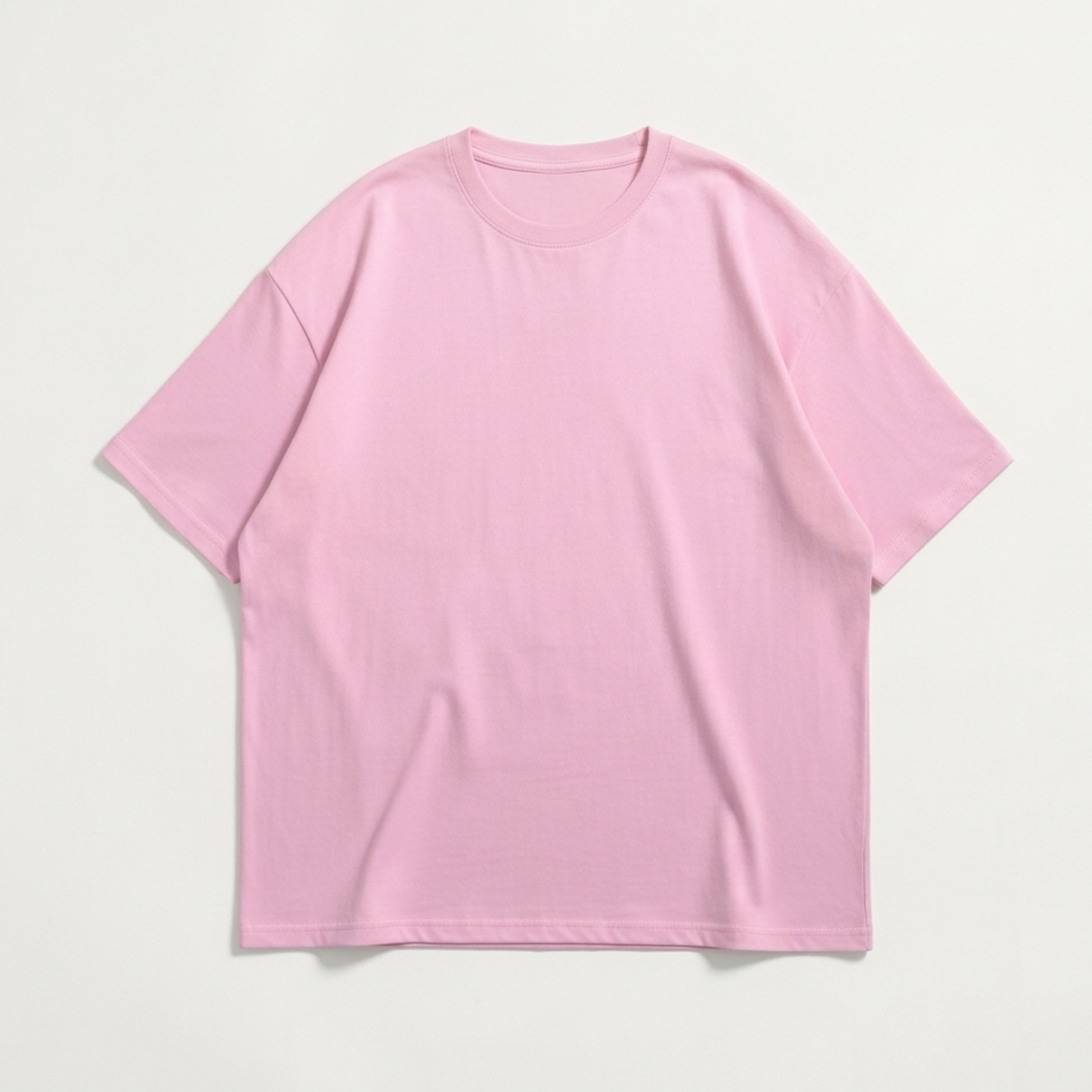 Drop Shoulder Basic Short Sleeves Tees | Plain Pink