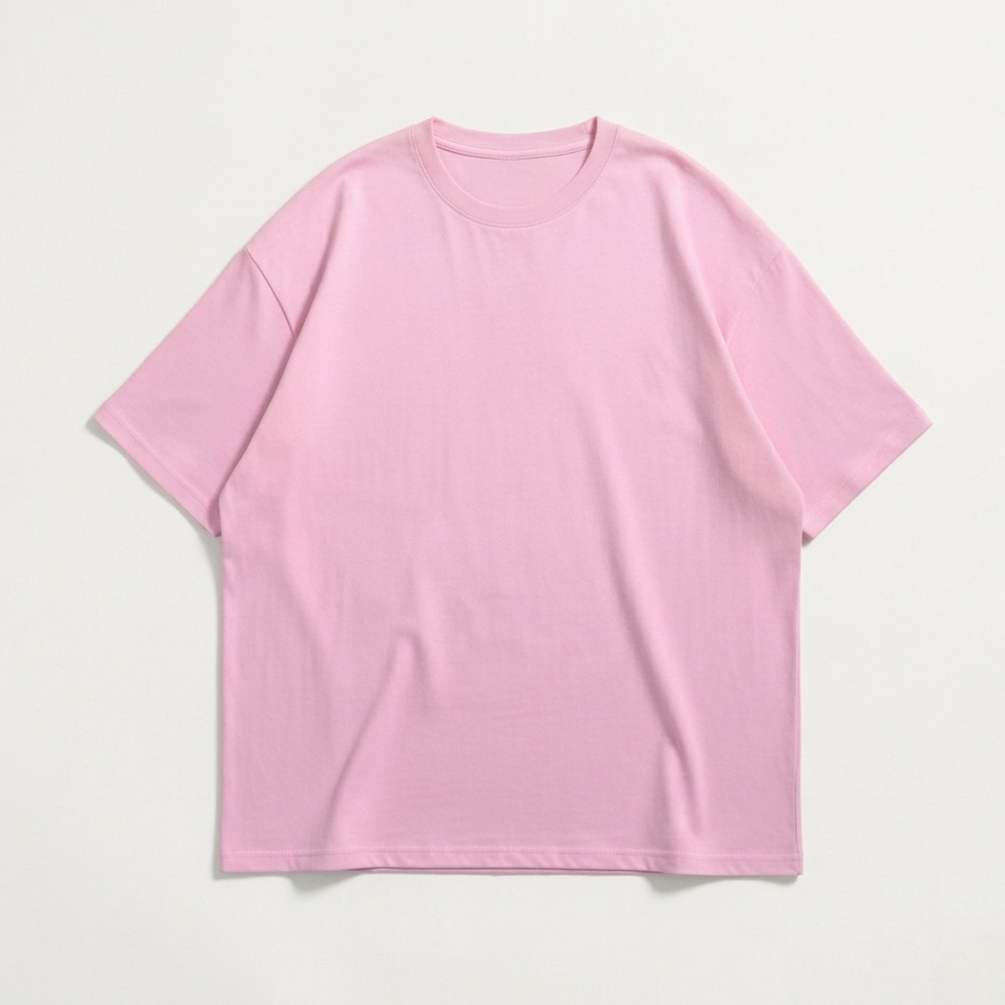 Drop Shoulder Basic Short Sleeves Tees | Plain Pink