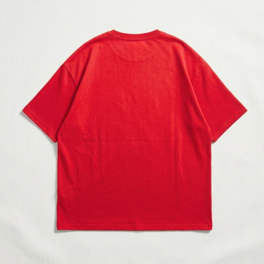 Drop Shoulder Basic Short Sleeves Tees | Plain Red