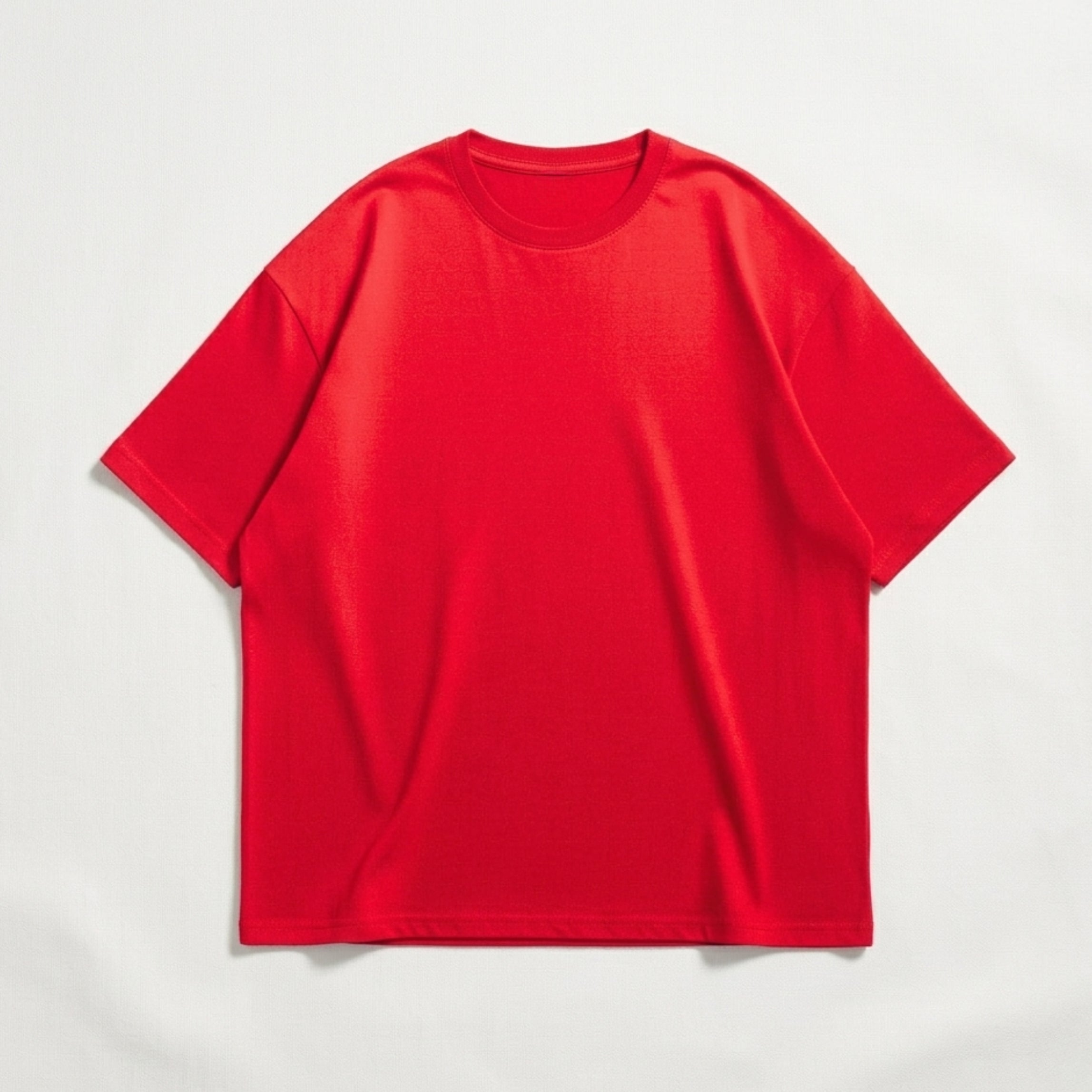 Drop Shoulder Basic Short Sleeves Tees | Plain Red