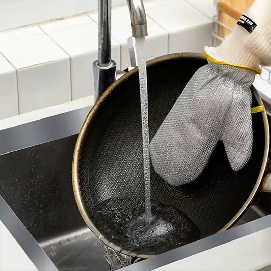 1 pcs Multipurpose Wire Dishwashing Gloves - Dishwashing Rags for Wet and Dry - Steel Wire Miracle Cleaning Cloth with Glove Shape - Non-Scratch Wire Dish Cloths - Anti-heat Aluminium Gloves