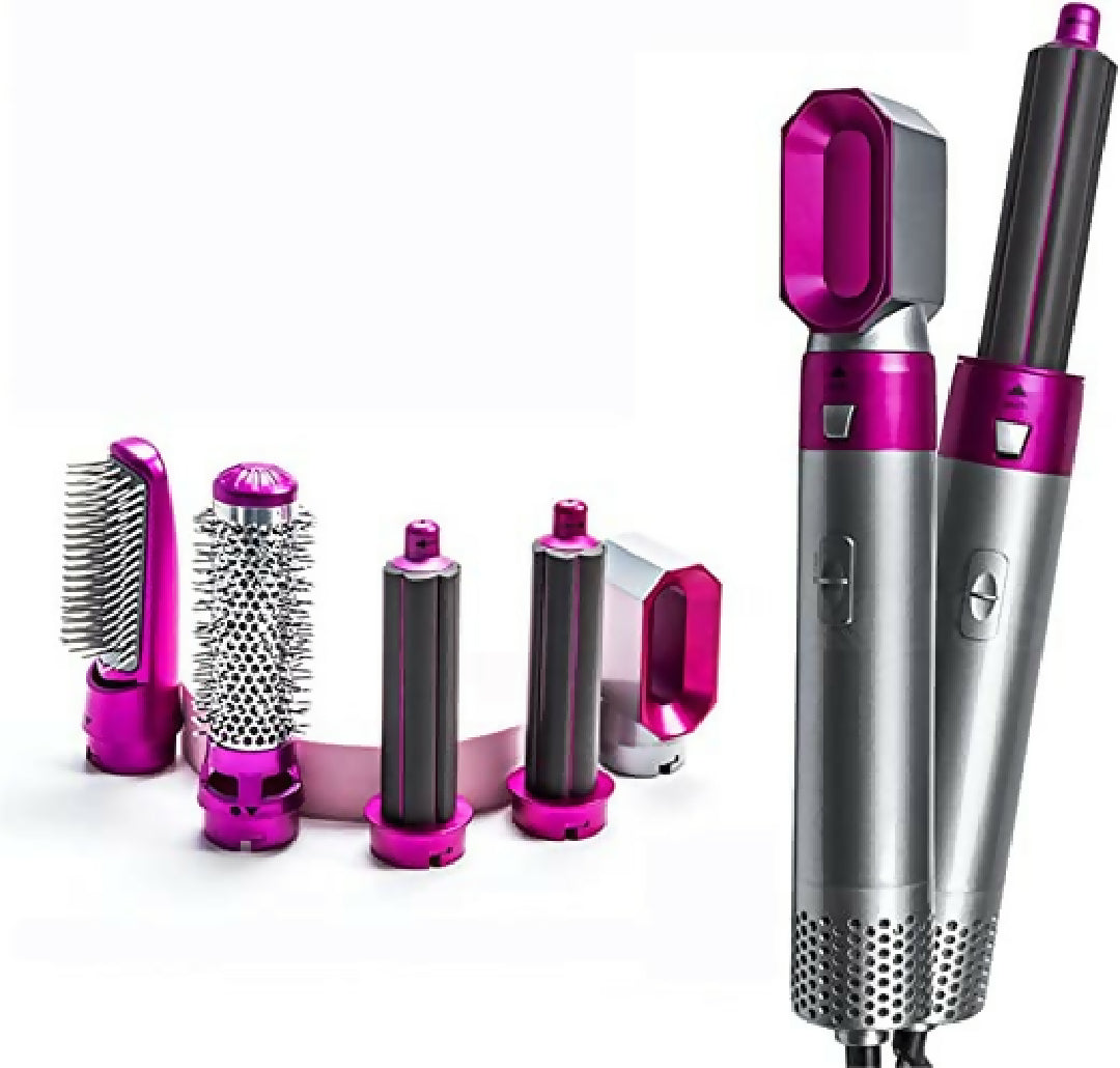 5 in 1 Electric Hair Dryer Brush - Blow Dryer Hair Comb Curling Wand Detachable Brush Kit Negative Ion Straightener Hair Curler - Random Color