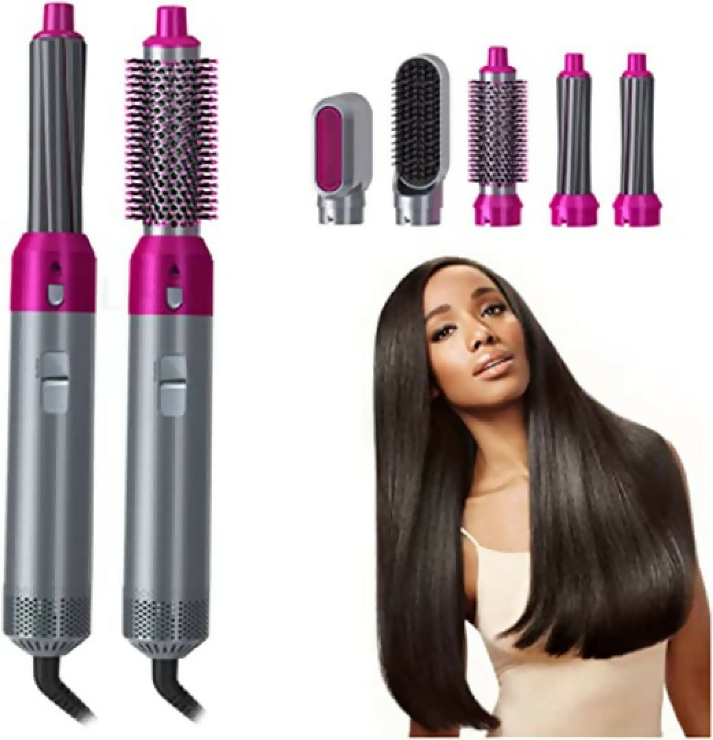 5 in 1 Electric Hair Dryer Brush - Blow Dryer Hair Comb Curling Wand Detachable Brush Kit Negative Ion Straightener Hair Curler - Random Color