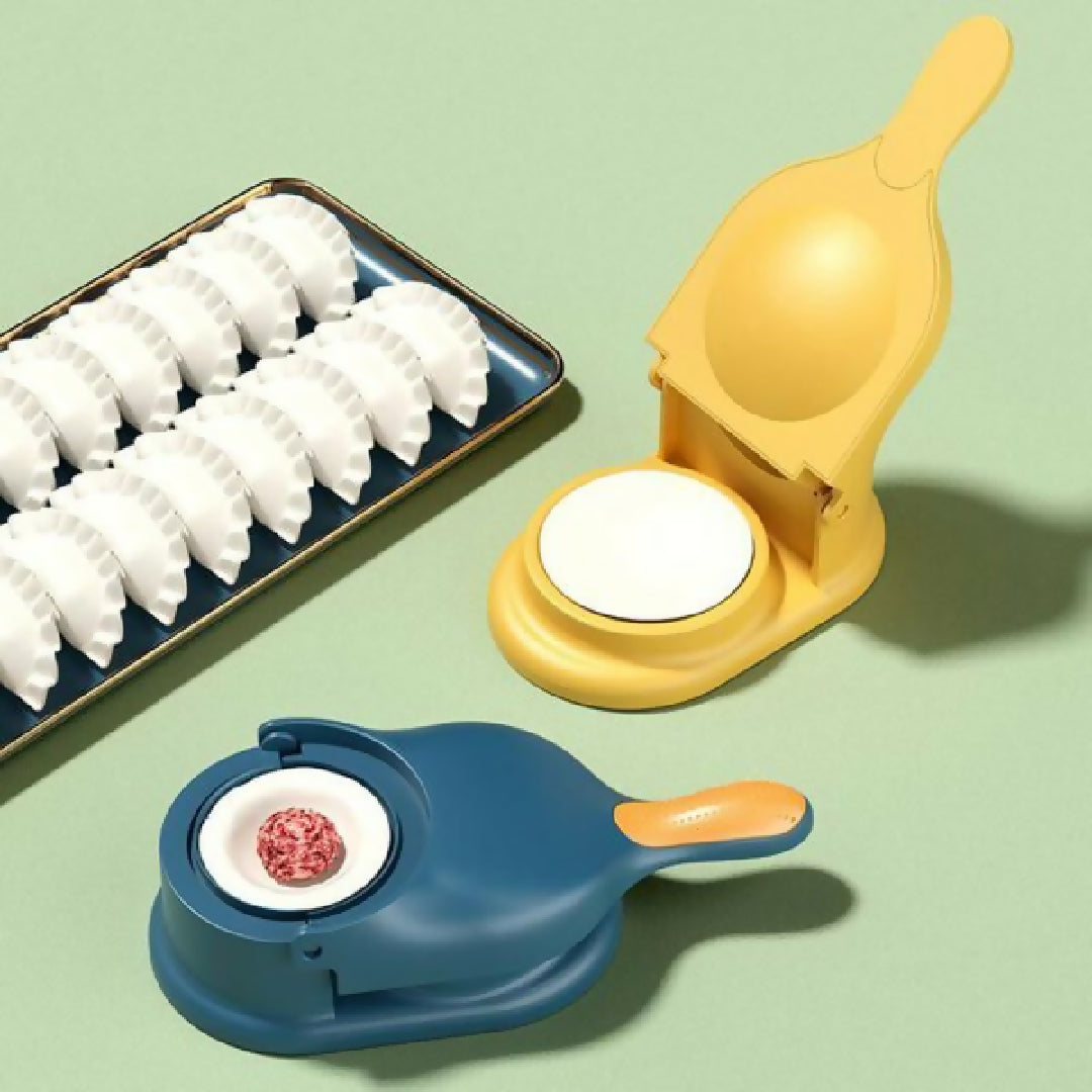 Pack of 2 - 10pcs Multi-function Spit Bone Plate Set and 2 In 1 Dumpling Maker - Best Samosa Maker and Household Food Grade Plastic Elliptical Plate For Kitchen - Random Color