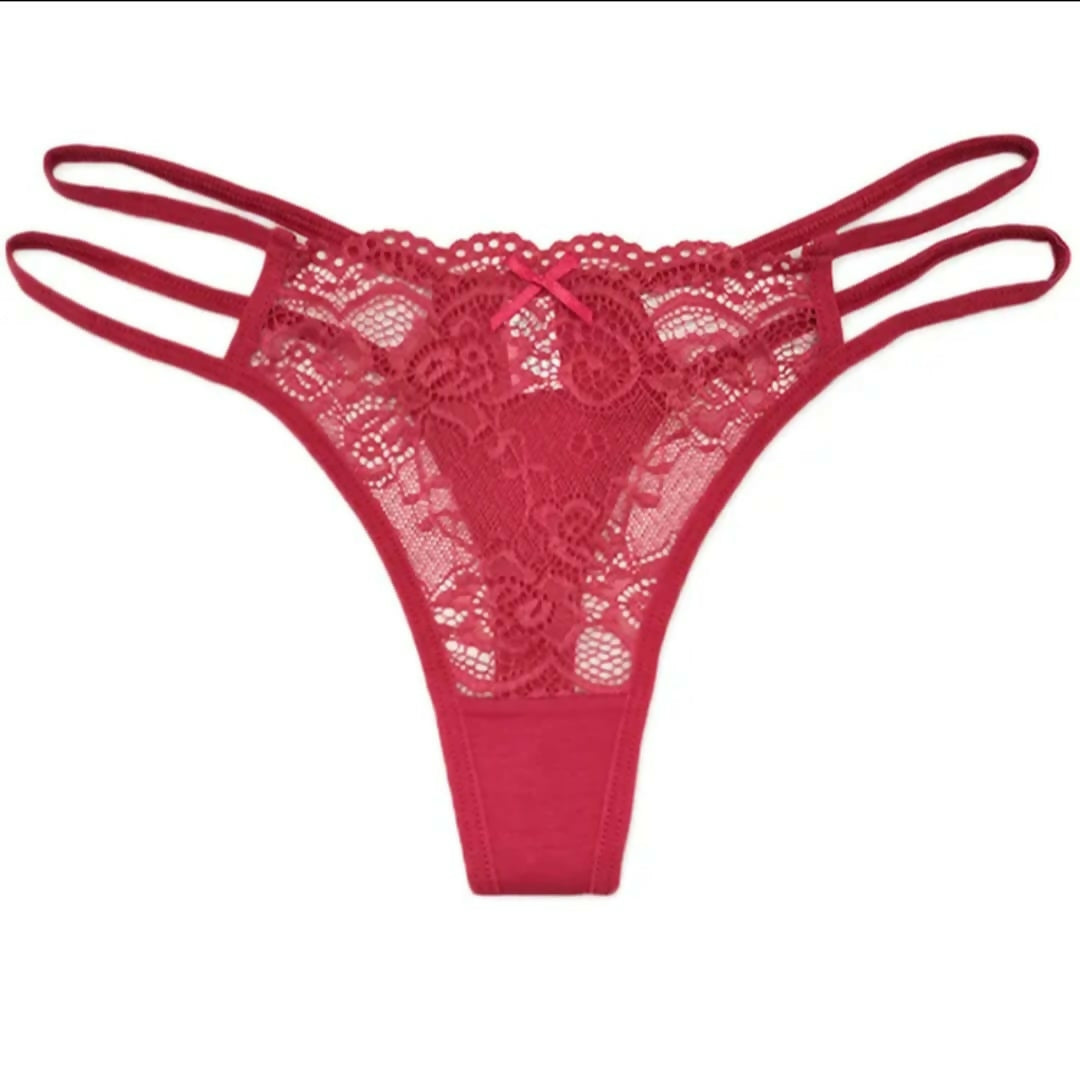 Sexy Embroidered Flower Pearl Underwear Ultra Thin Mesh Panties Sexy V Shaped Thong