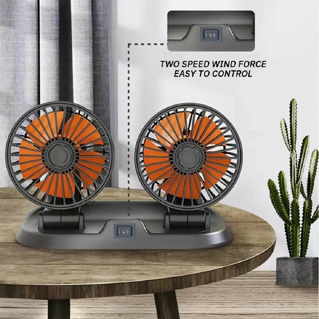 12v Car Dashboard cooling fan dual head fan 360 degree rotation Fan for Cars