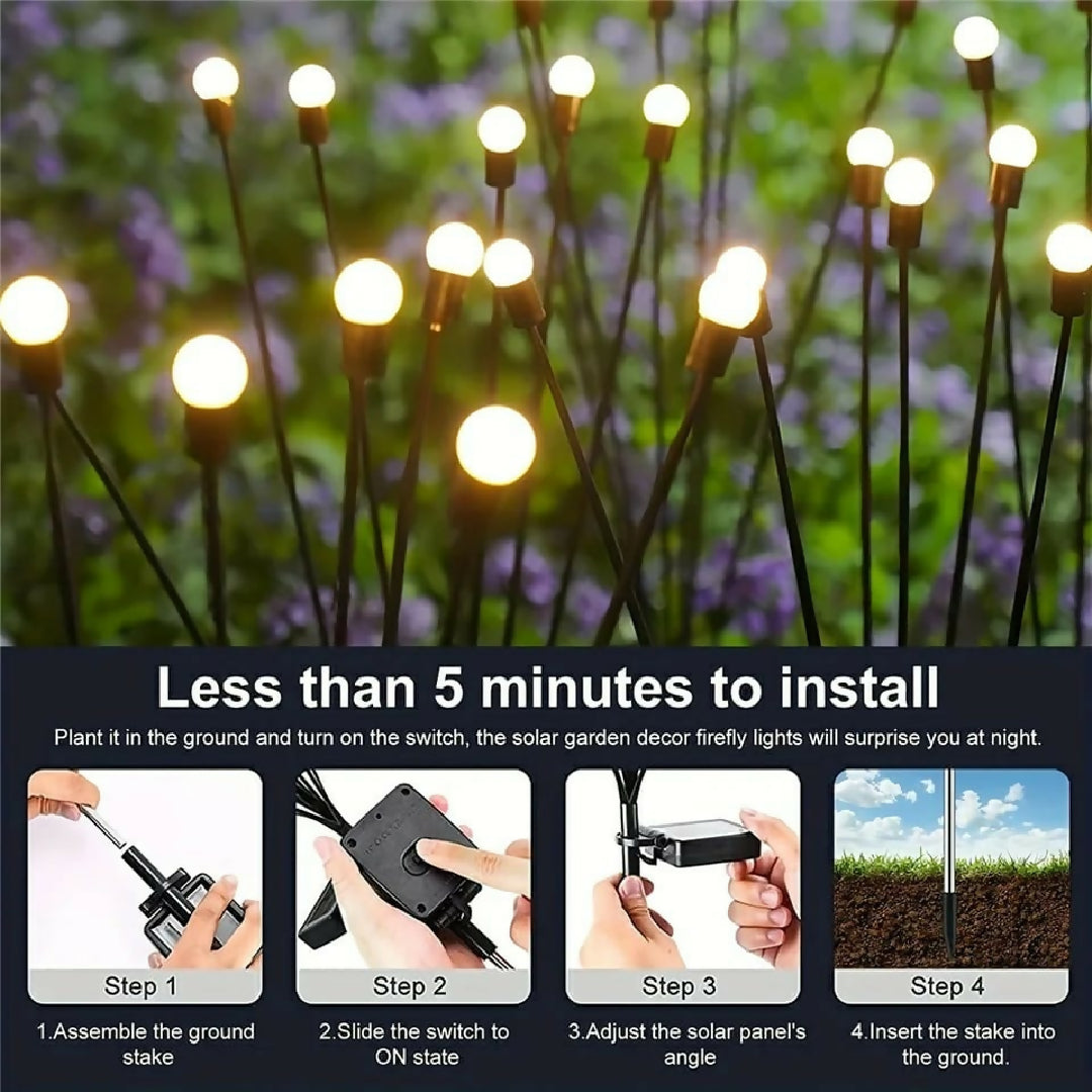 Garden Lights New Upgraded Solar Powered Firefly Lights Outdoor Waterproof Vibrant Decorative Lighting for Home Garden Warm Light