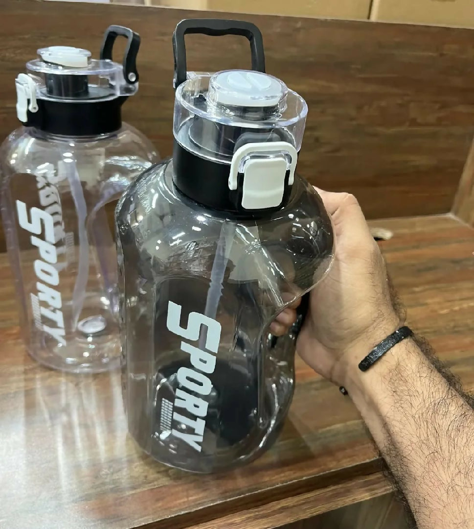 Sporty Water Bottle BPA Free Premium Quality with Time Marker 1L Large Sports Water Bottle with Handle Leak Proof for Fitness Gym Outdoor Travel Daily Use