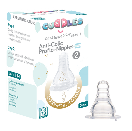 Cuddles Pack of 2 Anticolic Proflo Nipples 0 Month+