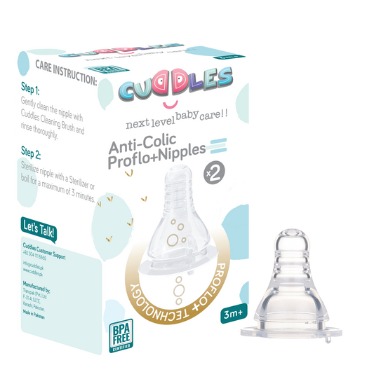 Cuddles Pack of 2 Anticolic Proflo Nipples 0 Month+