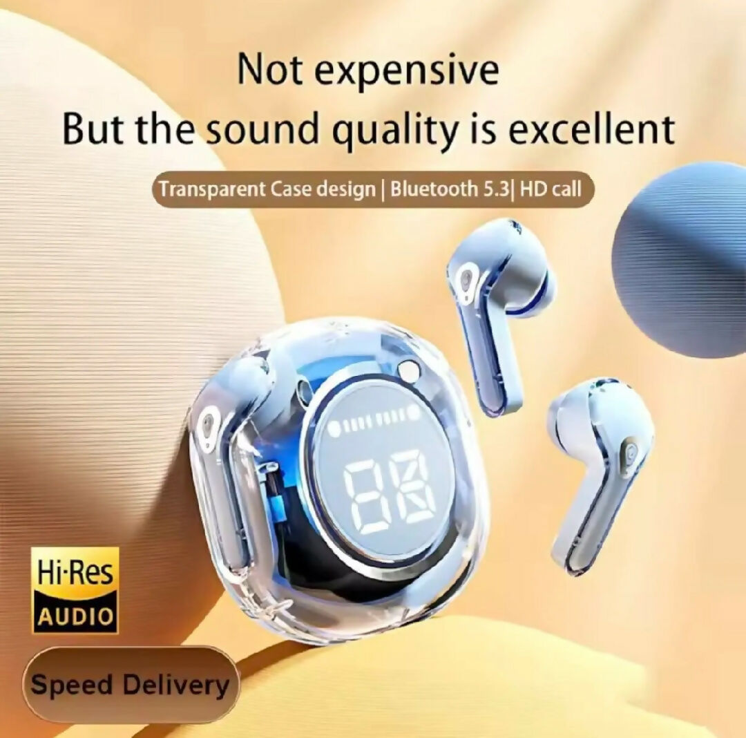 Air 39 Transparent Wireless Earbuds Lightening Display