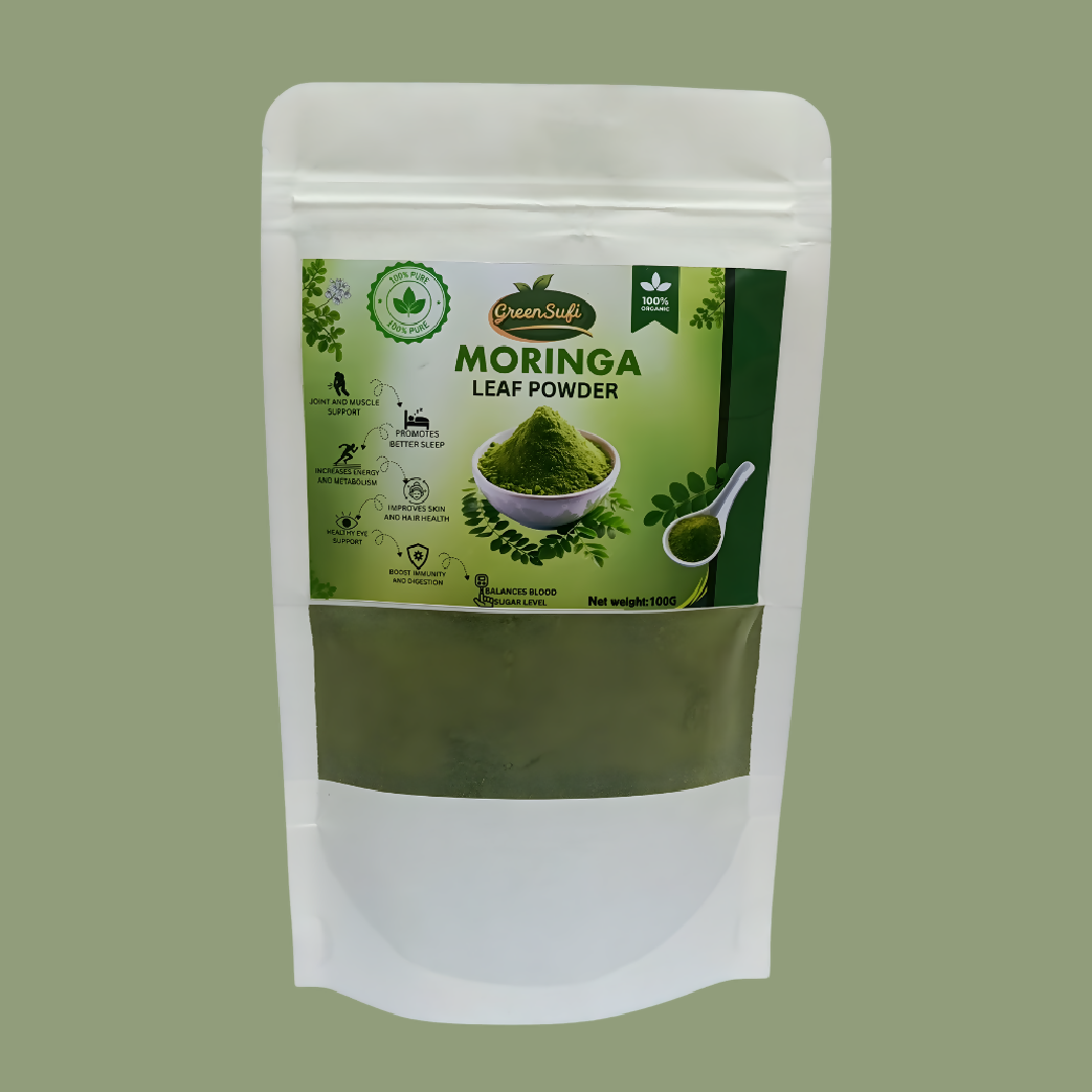 GreenSufi Premium Moringa Powder 100g High Protein Superfood for Weight Loss and Metabolism Raw Sohanjna Herbal Supplement