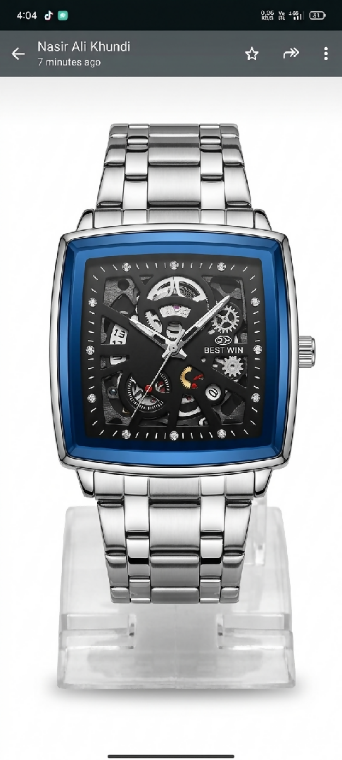 TCARTO Premium Black Skeleton Watch