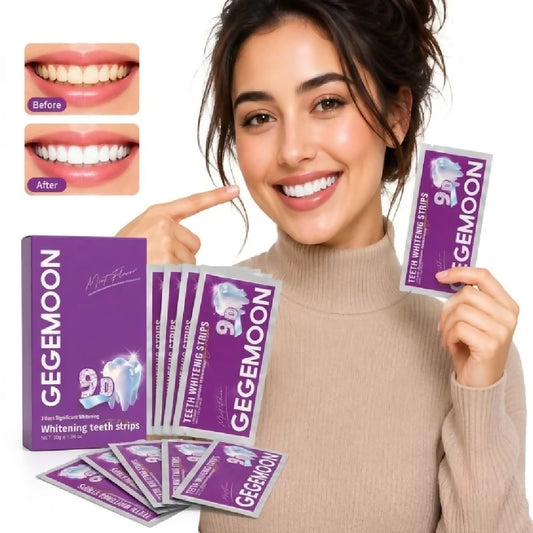 Gegemoon 9D Teeth Whitening Strips Professional Teeth Whitening Kit Enamel Safe Whitening Strips Deep Stain Removal Mint Flavor 7 Pairs