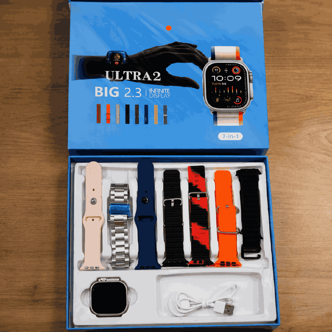 iMounra 2 BIG Ultra Smartwatch Random Box 7 in 1 Strap Multi-Color Bundle Premium Design Advanced Features Random Boxes