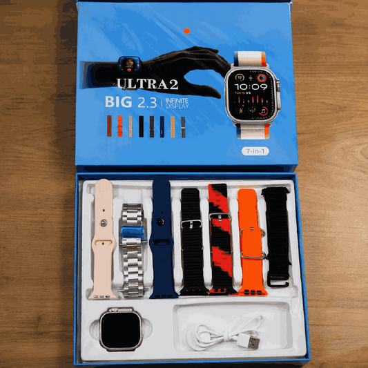 iMounra 2 BIG Ultra Smartwatch Random Box 7 in 1 Strap Multi-Color Bundle Premium Design Advanced Features Random Boxes