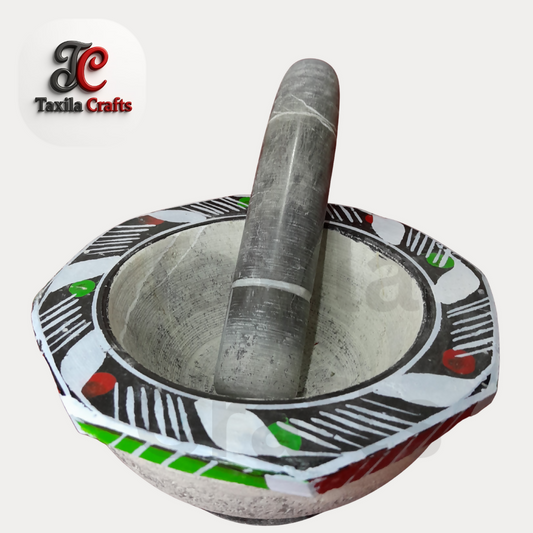 Taxila Crafts 9 Inch Taxila Hills Black Stone Mortar and Pestle Set with 8 Inch Stone Pestle