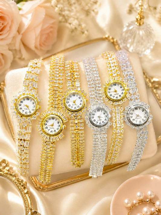 Glamorous Zircon Wrist Watch for Women Luxury Crystal Bracelet Watch