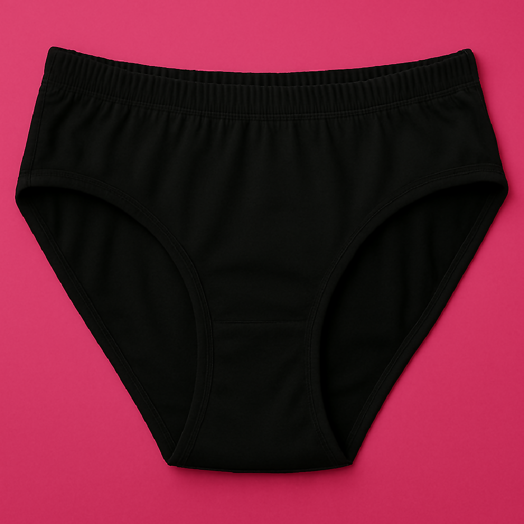 Jersey Plain Panty for Women - Lightweight Comfortable Soft Everyday Wear Underwear - Available in Sizes S M L Black - Large