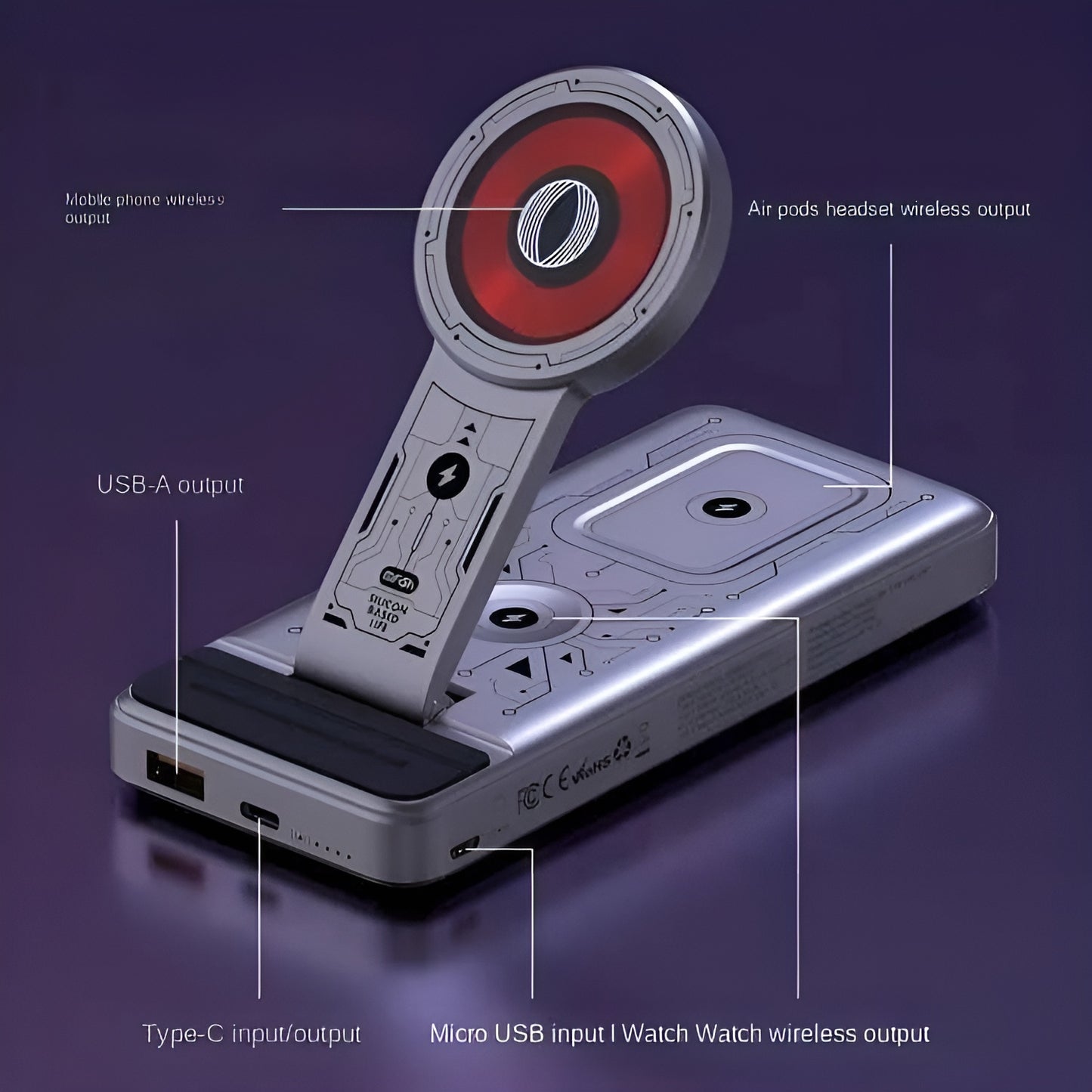 Mfish Magnetic Wireless Pwer Bank 5 in 1 Charging Station