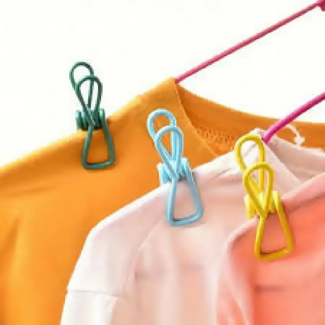 Pack of 10 Multicolor Stainless Steel Clothes Drying Clips