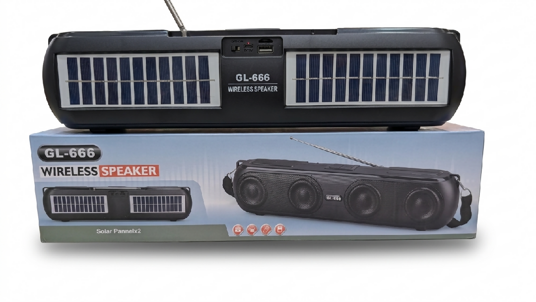 GL 666 Solar Wireless Hybrid Speaker Bluetooth 5 Quad Drivers And 1200mAh Battery