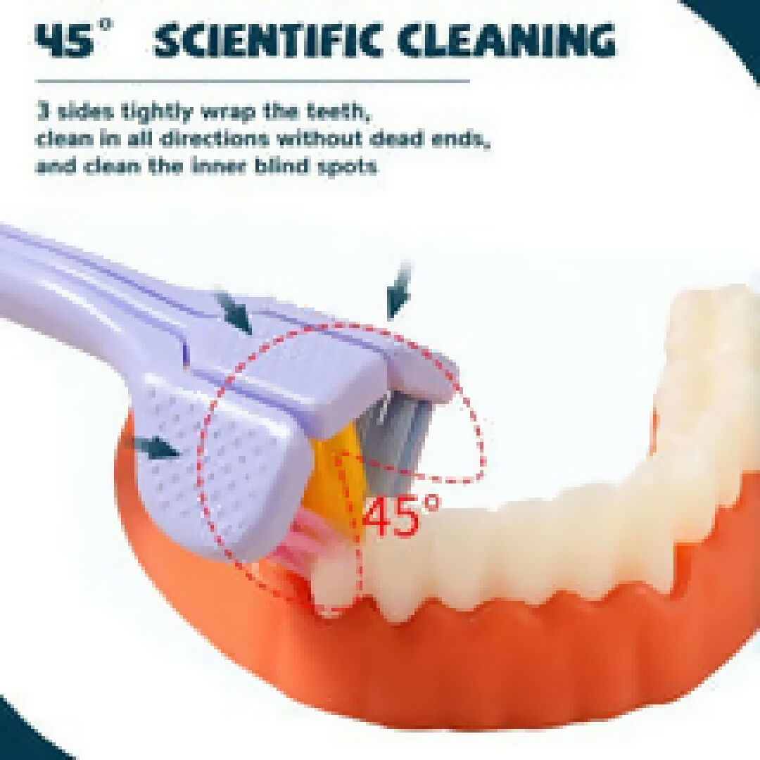 3 PCS Triple Sided Toothbrush Triple Head Wrap Household Soft Bristles Cleaning Daily Sensory Toothbrush