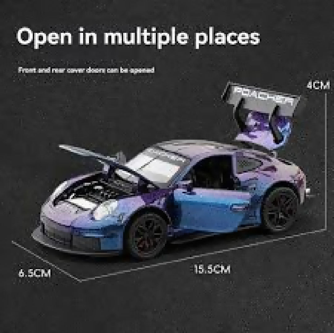1 32 Porsche 911 GT3 RS Diecast Metal Pull Back Car 4 Openable Doors with Sound and Light Perfect Toy and Gift for Kids