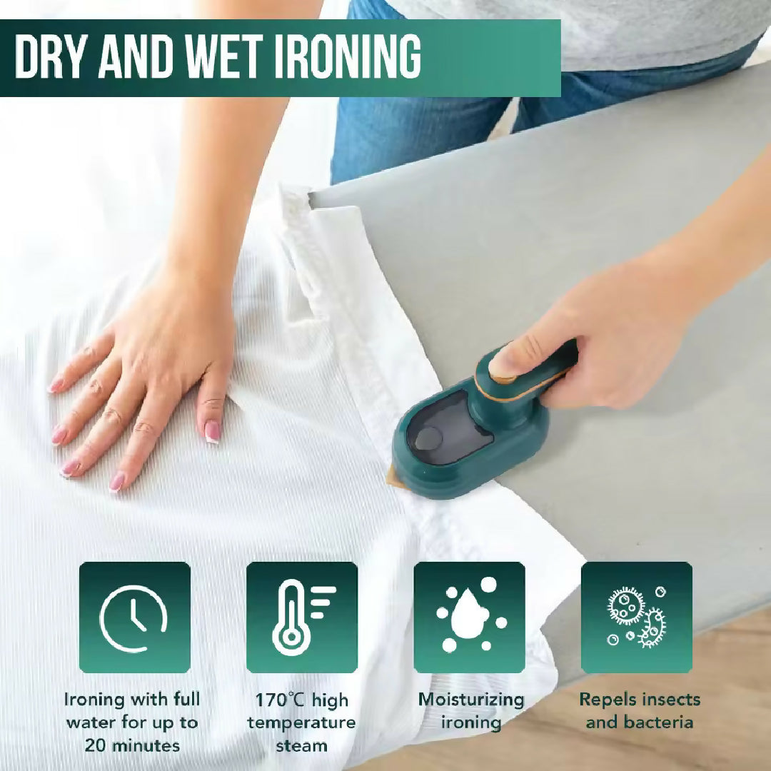 Mini 180 Rotating Handheld Steam Iron - Foldable Travel Garment Steamer for Quick Professional Wrinkle Removal