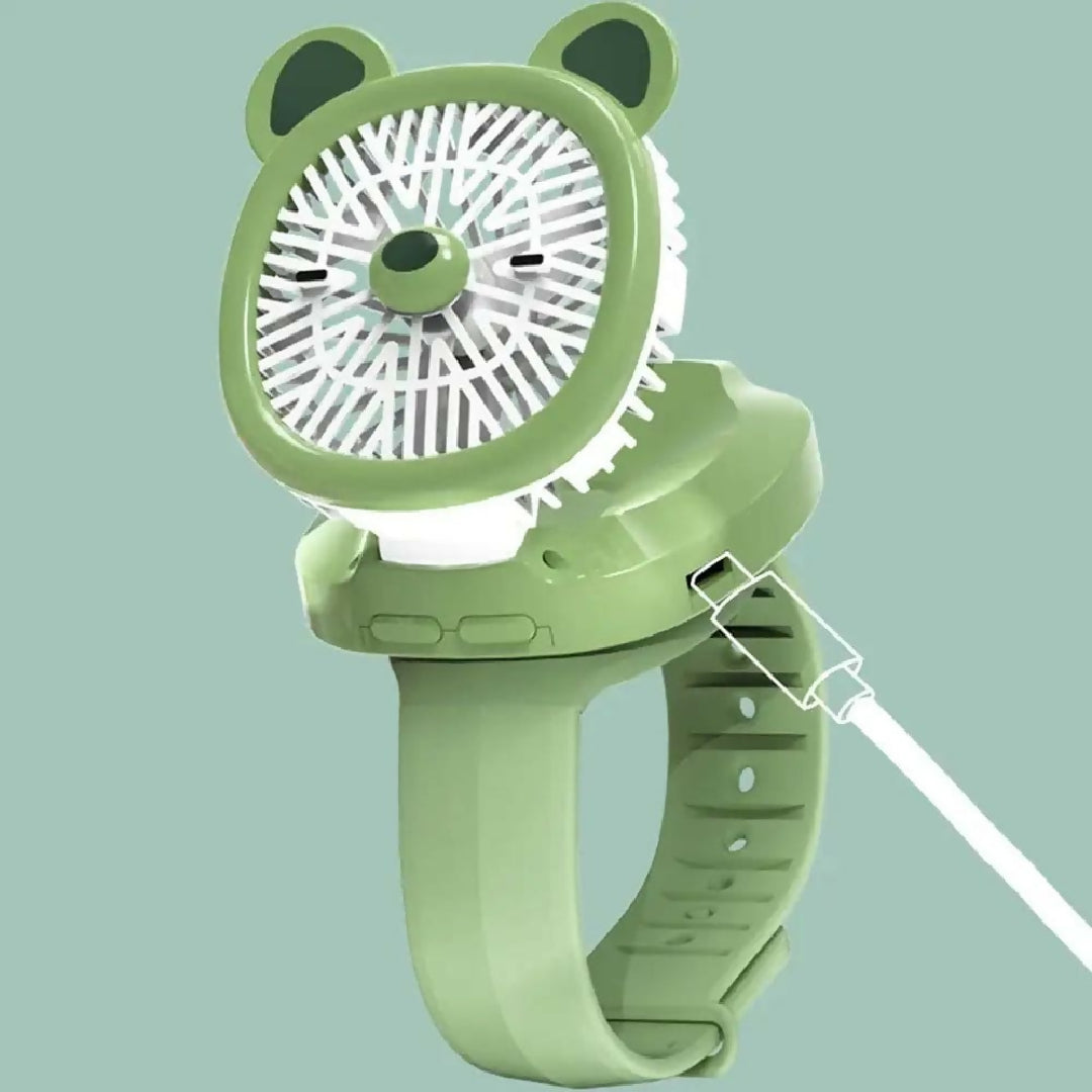 Mini Fan Cartoon Watch Small USB Rechargeable Wrist Fan Handheld Desktop Fan Mini Hand Held Cooling Fan Mini Cartoon Wristband Fan Children Travel Air Cooler Cute Design Fan For Kids