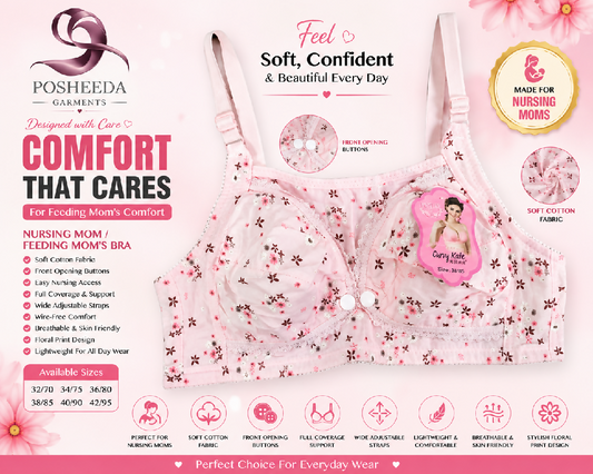 Premium Nursing Bra for Feeding Mothers Front Open Button Cotton Maternity Bra