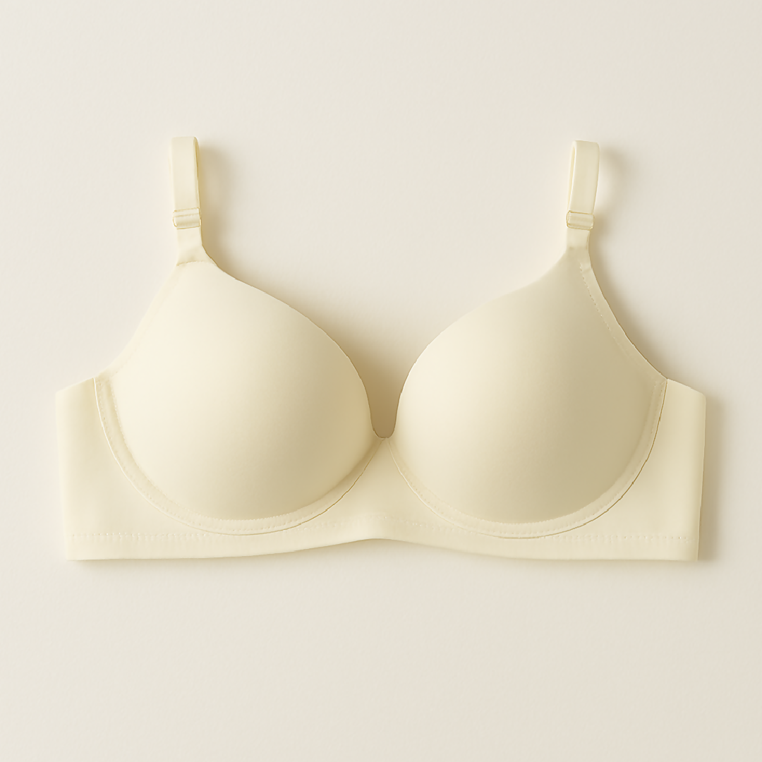 Cotton Light Padded Bra - Comfortable Everyday Wear - Plain Design - Sizes 32-42 - Beige - 32