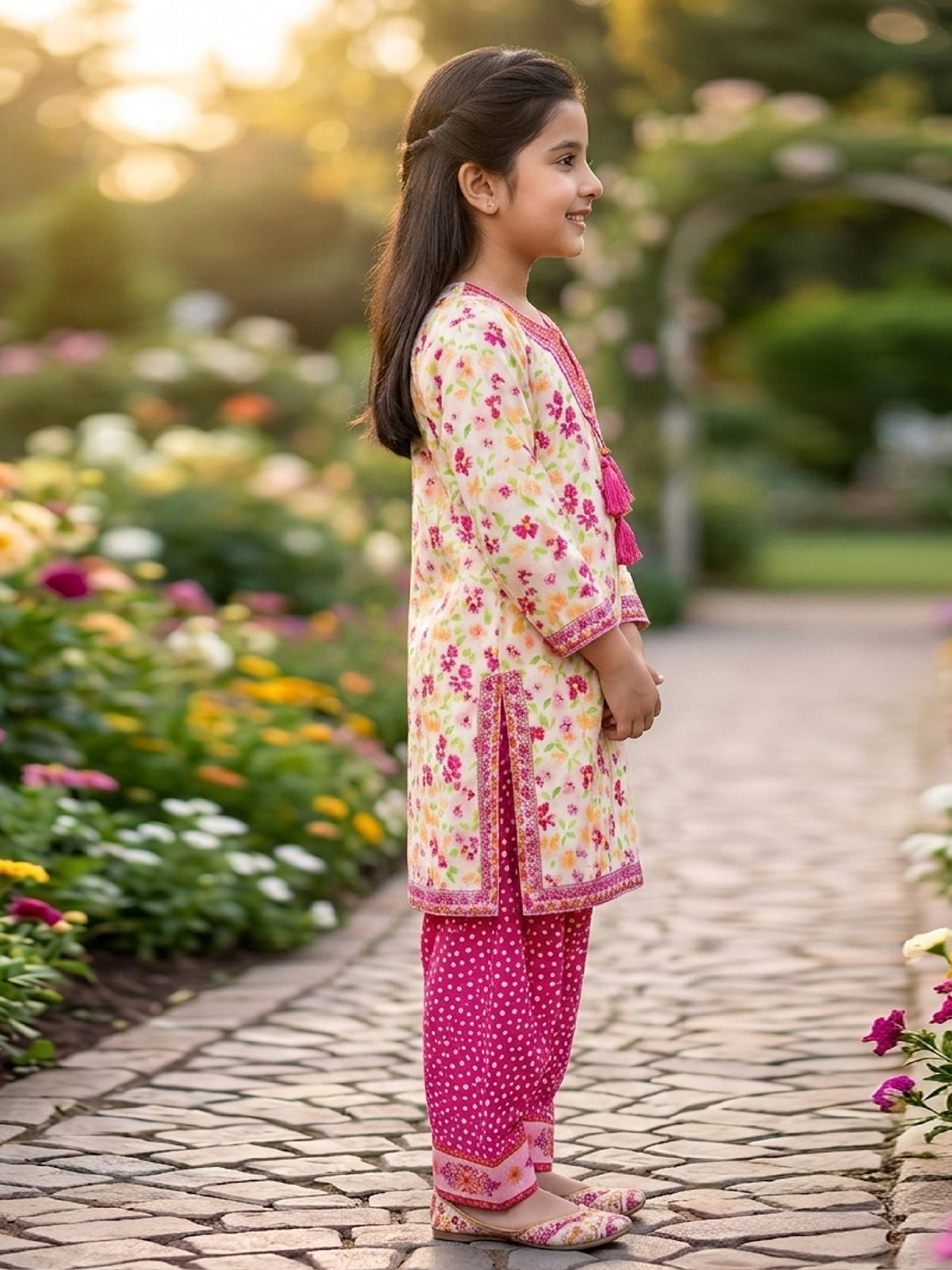 RWS-0005, Embroidered off-white (ivory) Digital Print 2 Pcs