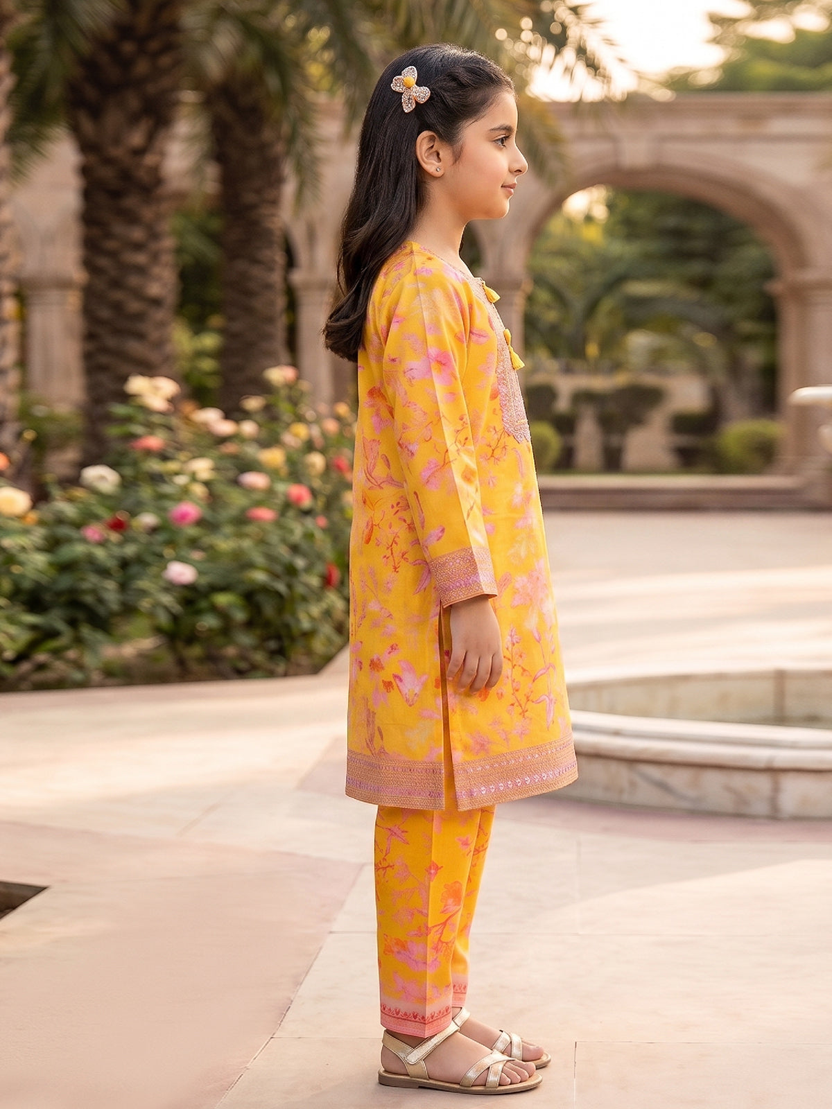 RWS-0009, Embroidered Soft Orange Digital Print 2 Pcs