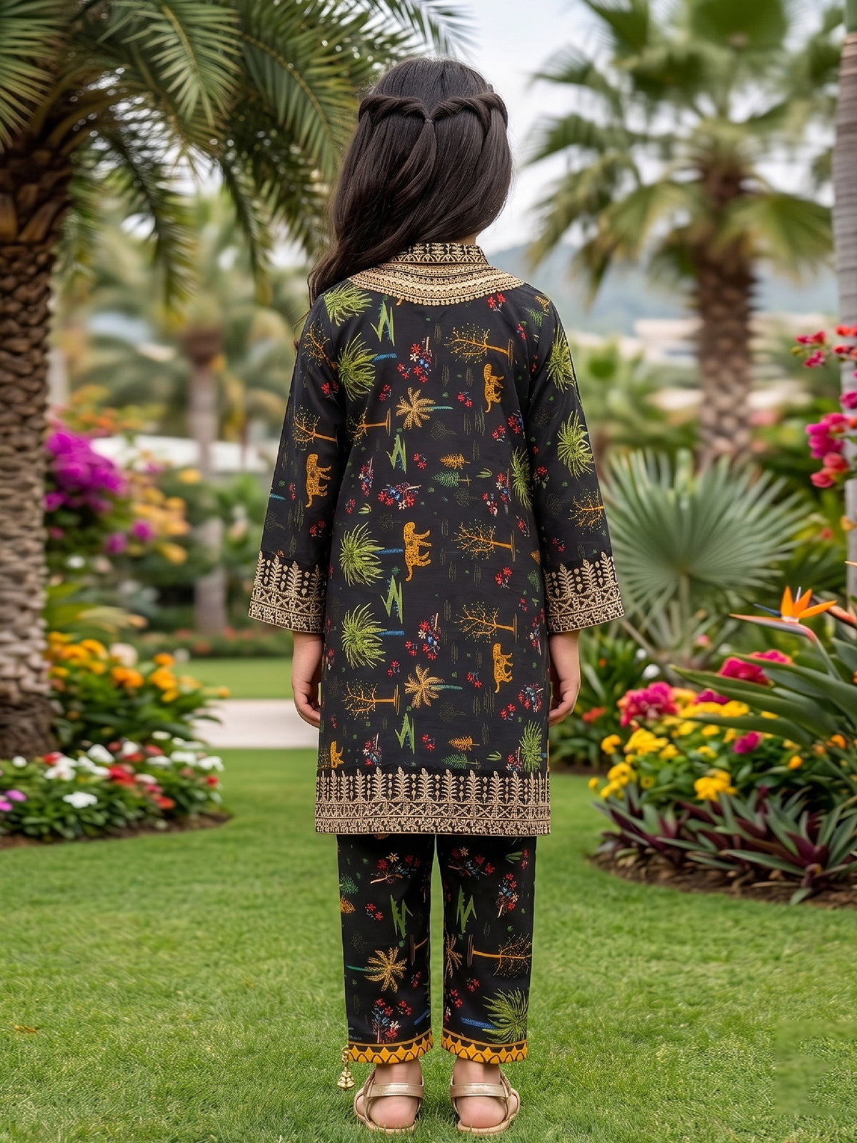 RWS-0010, Embroidered Deep Bold Black Digital Print 2 Pcs