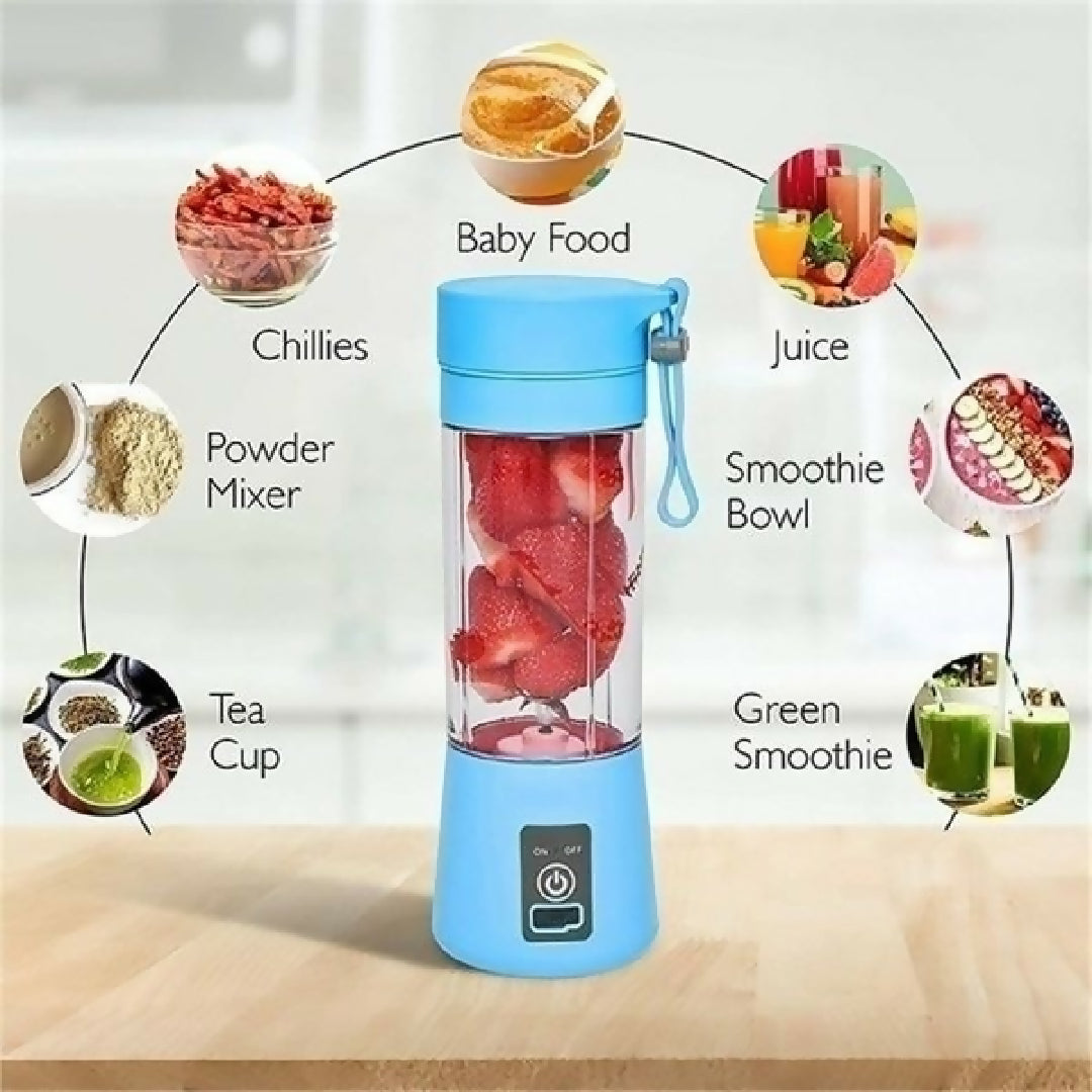 Rechargeable Portable Mini Juicer Blender - 6 Blades 380ml Outdoor Juicing Cup Random Color - With Box