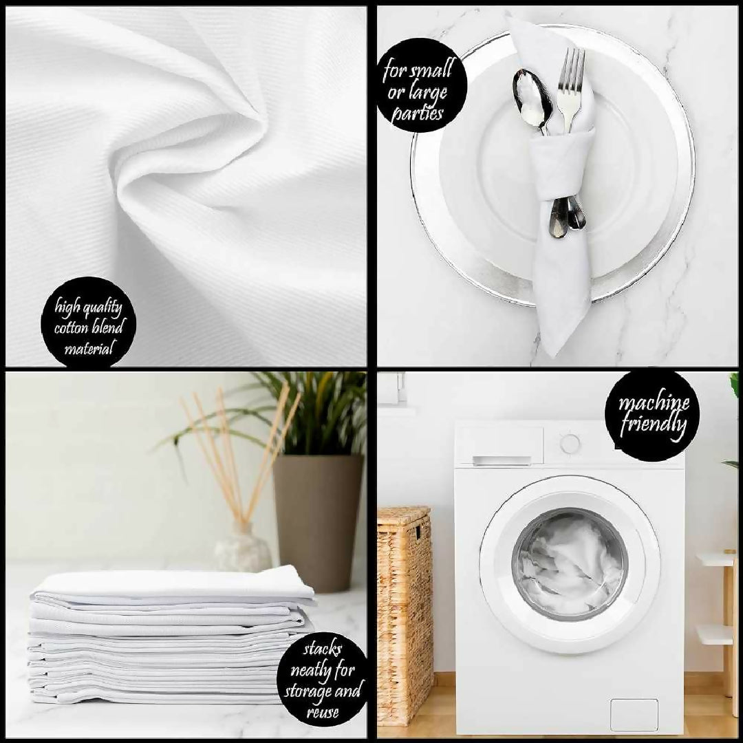 Cloth Dinner Table Napkin White Soft Absorbent Lightweight 100 percent Cotton
