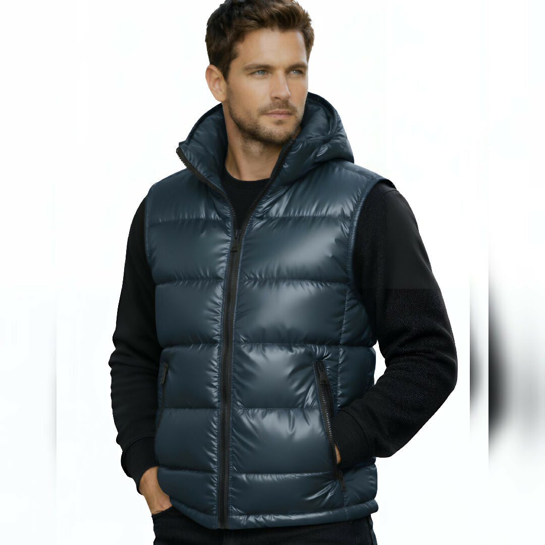 Men Premium Rubber Gold Puffer Jacket with Detachable Hood
