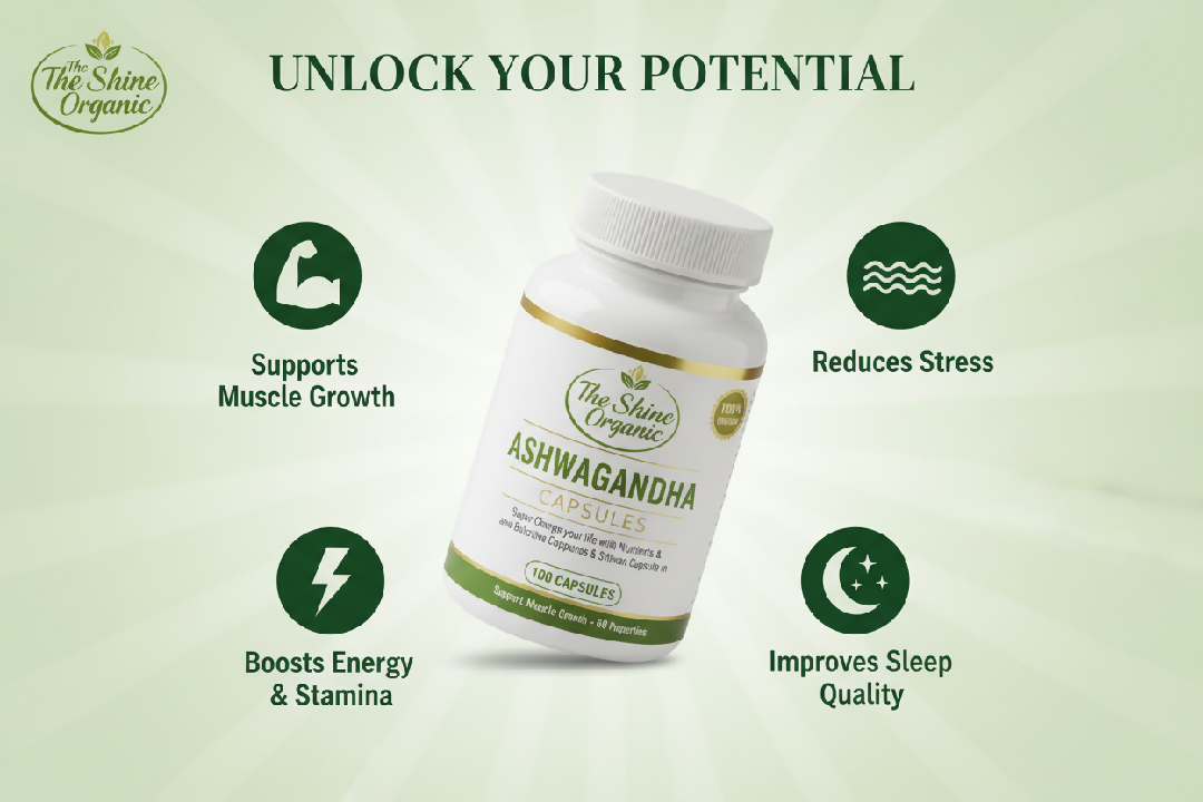 Ashwagandha 500mg 100 CapsulesOrganic Stress Relief Supplement