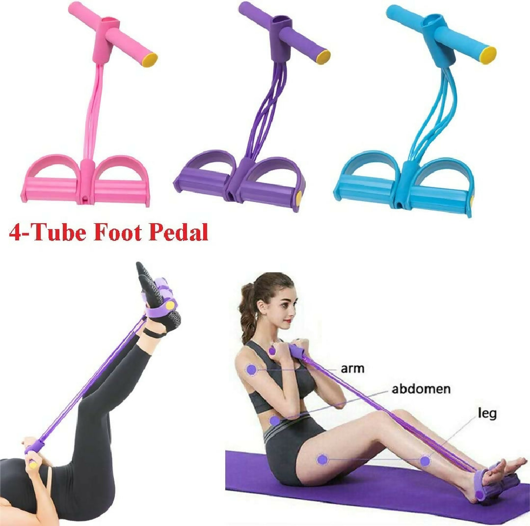 Foot Pedal Resistance Band Elastic Sit-Up Pull Rope Yoga Fitness Gym - Elastic Pull Ropes Tummy Trimmer - Random Color