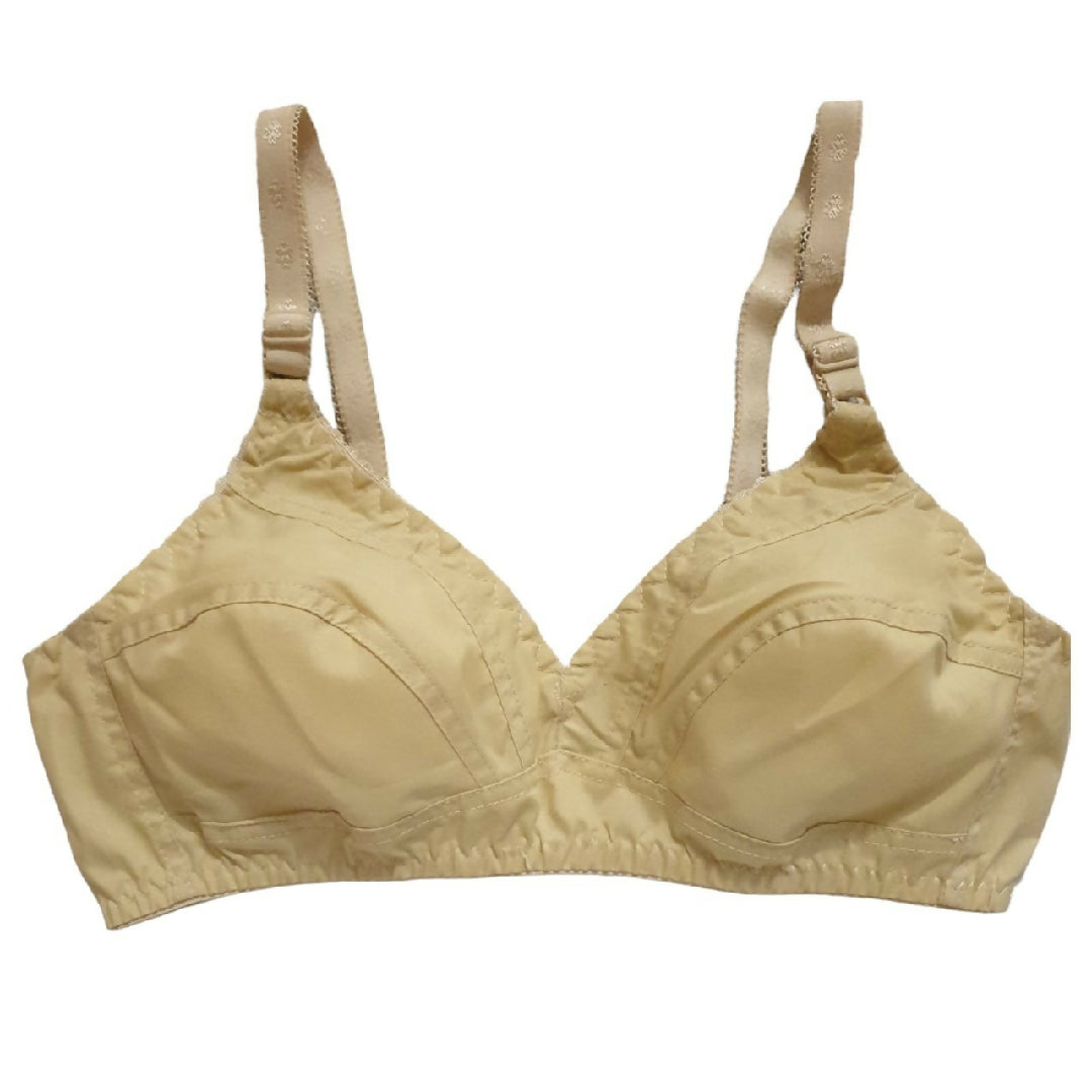 Cotton Plain Non-Padded Bra - Lightweight Comfortable Everyday Wear - Sizes 32-42 - Beige - 32