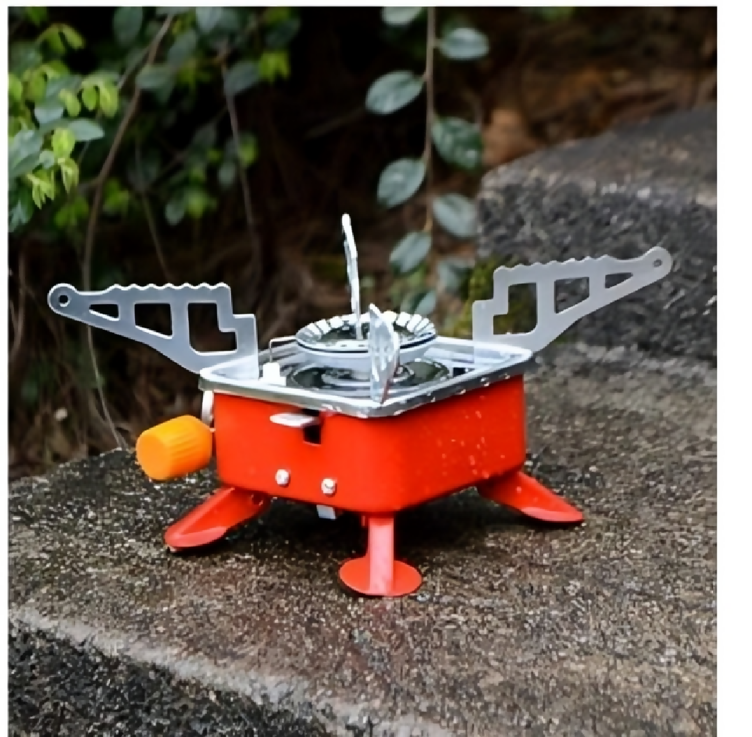 Mini Portable Square Stove for Backpacking Hiking Windproof Burner Camping Stove Foldable Stove for Outdoor Picnic - Without Gas Bottle