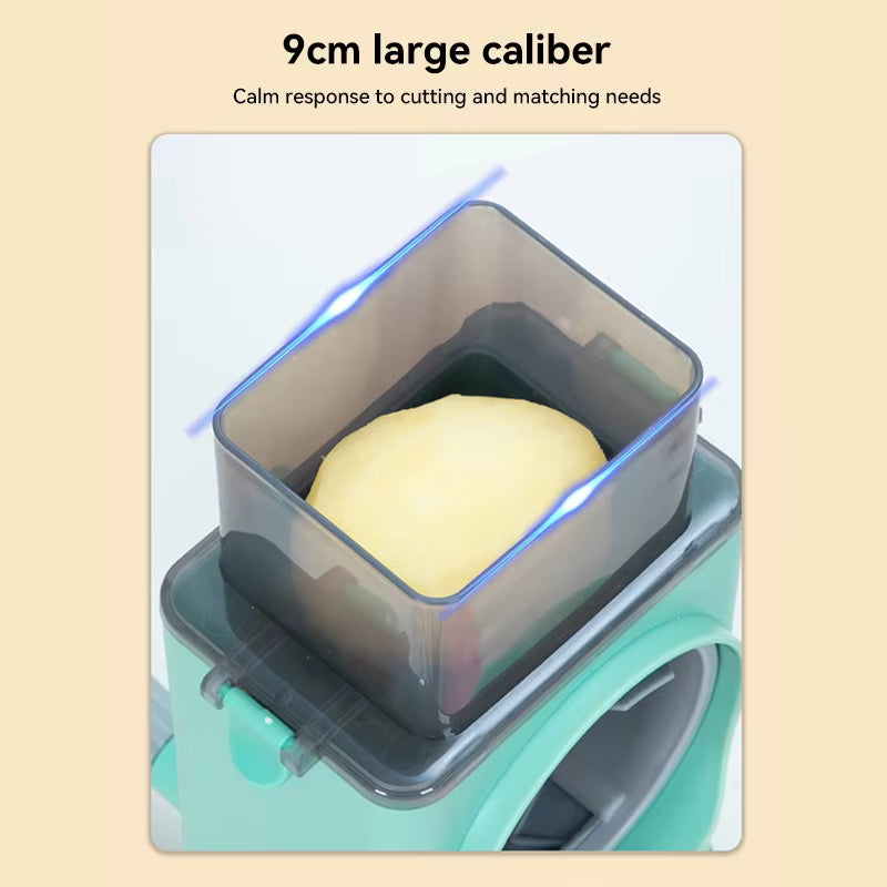 3-in-1 Rotary Vegetable Slicer & Cheese Grater - Manual Drum Cutter