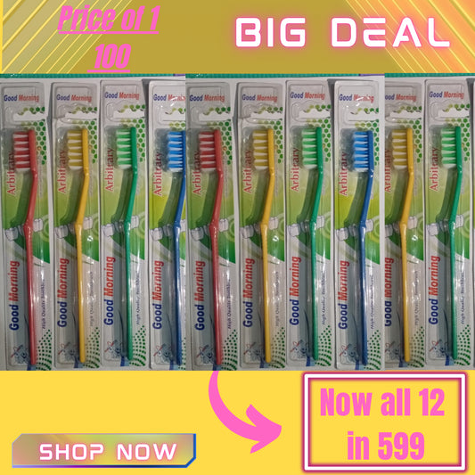 Set of 6 morning arbitrary tooth brush safe for daily use