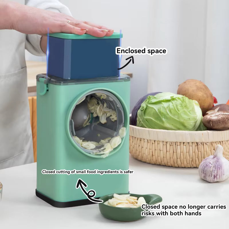 3-in-1 Rotary Vegetable Slicer & Cheese Grater - Manual Drum Cutter