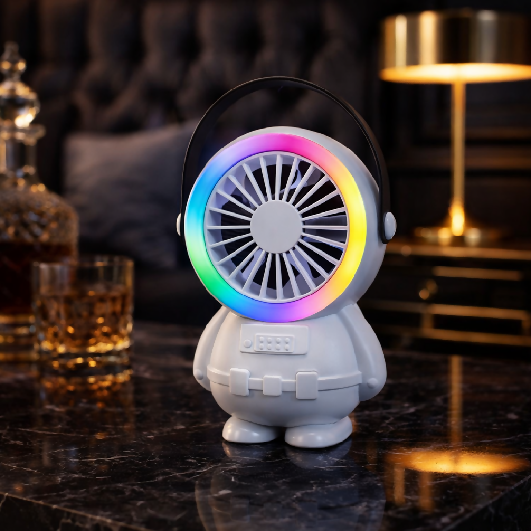 Astro Series Astronaut Mini Desktop Fan Portable USB Rechargeable Fan with RGB Night Light
