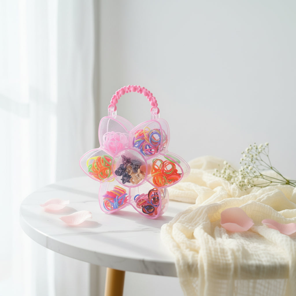 Bag Style Flowers Hair Accessories 7 in 1